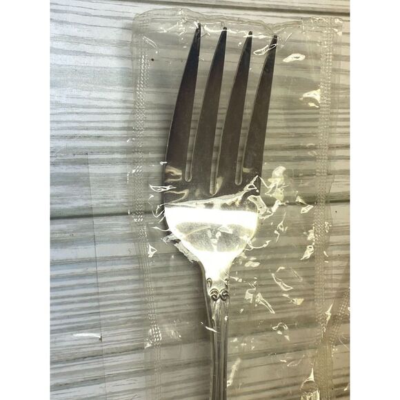 Rogers Oneida Old South II Stainless Steel Serving Spoon Fork Silverplate 2pc - Picture 3 of 12